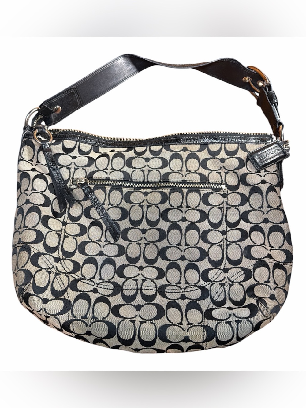 Vintage Coach Logo Hobo Y2K Shoulder Bag in Black and Gray #F13116